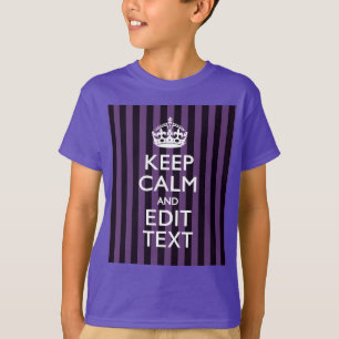 Camiseta Personalize-o Mantenha Calmo O Texto Roxo
