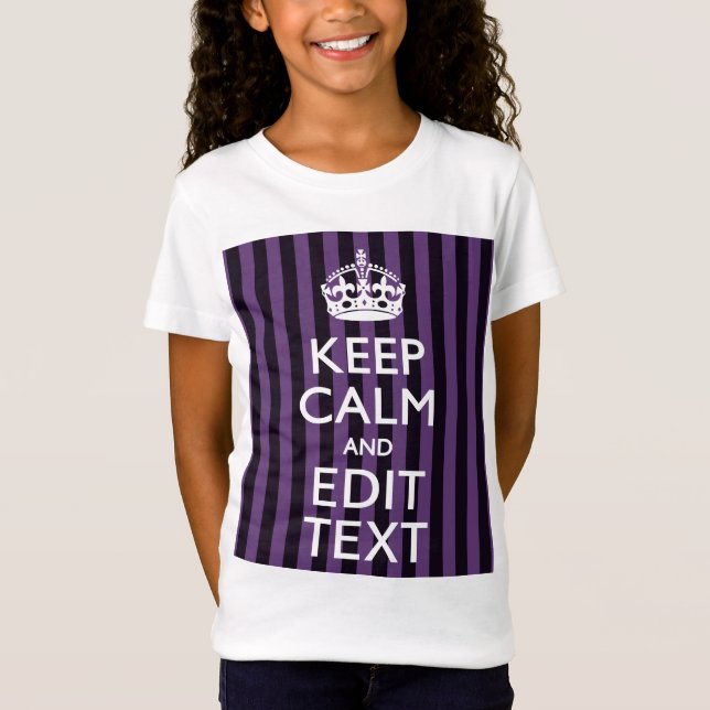 Camiseta Personalize-o Mantenha Calmo O Texto Roxo (Frente)