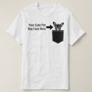 Camiseta Personalize o seu Pet Dog Face Picture Pocket Men
