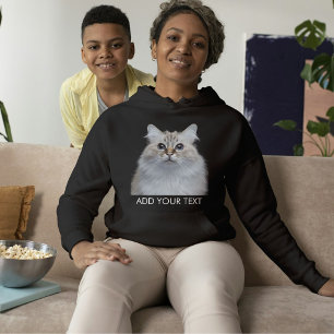 Camiseta Personalize o Texto da Foto do Pet Gato Preto e Br