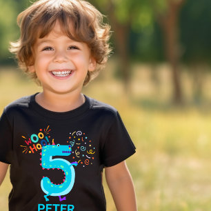 Camiseta PERSONALIZE-O! Woohoo Monstro Aniversário de 5 ano