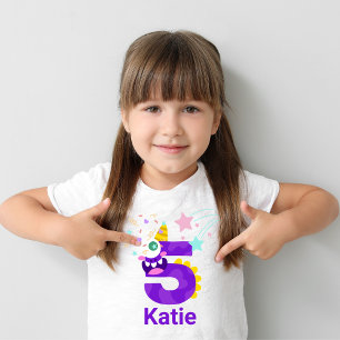 Camiseta Personalize! Olhos de Monstro para Meninas #5 Aniv