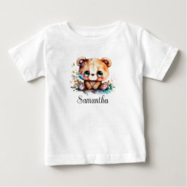 Camiseta Personalize Quarto Infantil Urso Filhote Aquarela