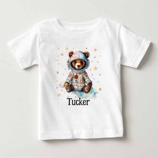 Camiseta Personalize Roupas de Criança Astronauta Urso (Frente)