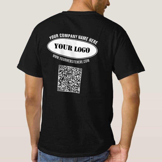 Camiseta Personalize seu texto de logotipo e código QR - Ca (Verso)