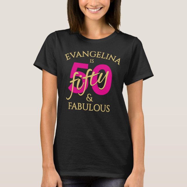 Camiseta Personalized 50 and Fabulous Fiftieth Birthday  (Frente)