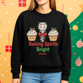 Camiseta Personalized Baking Spirits Bright Funny Christmas