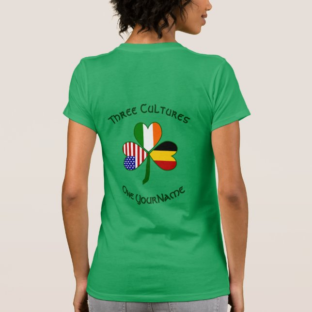 Camiseta Personalized Belgium Ireland USA Shamrock Women's (Verso)