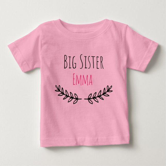 Camiseta Personalized Big Sister with name (Frente)