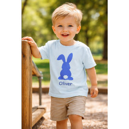 Camiseta Personalized Blue Bunny - Custom Name Cute Rabbit 