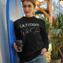 Personalized Cat Mom Pet Lover White Script Black