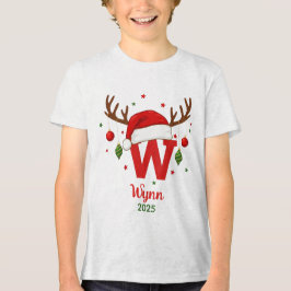 Camiseta Personalized Christmas Monogram W Santa Hat