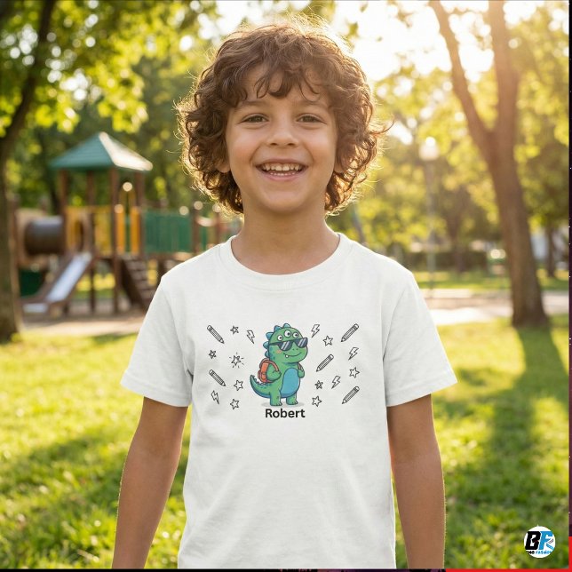 Camiseta Personalized Cool Dinosaur Monster Back to School (Criador carregado)