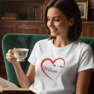Camiseta Personalized Couple Heart Shirt for Her 