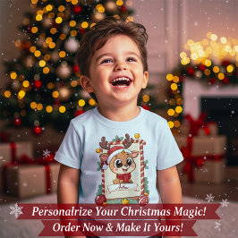 Camiseta Personalized Cute Reindeer Christmas Toddler T-Shi
