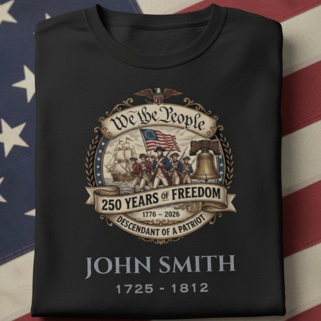 Camiseta Personalized Descendant of a Patriot  (Custom Descendant of a Patriot Shirt | Personalized USA 250 Anniversary Tee | 1776-2026 Vintage)