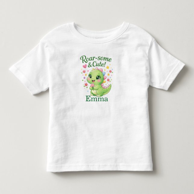 Camiseta Personalized Dinosaur Birthday Girl Shirt (Frente)