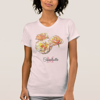 Camiseta Personalized Floral Monogram Hand Drawn Roses Art