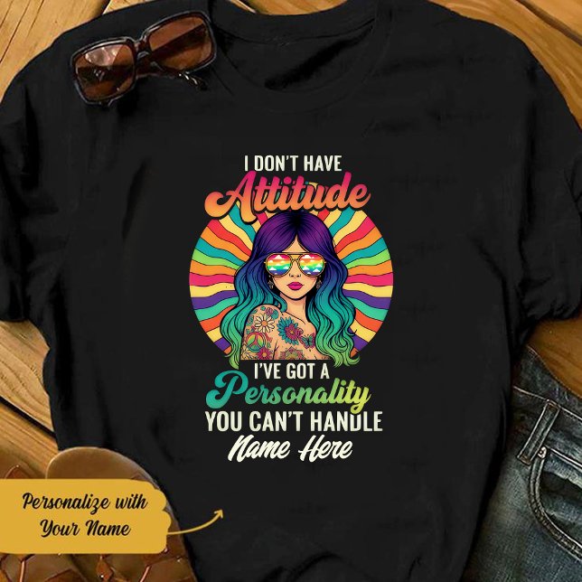 Camiseta Personalized Hippie Girl You Can't Handle T Shirt (Criador carregado)