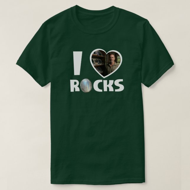 Camiseta Personalized 'I Love Rocks' Custom Photo (Frente do Design)