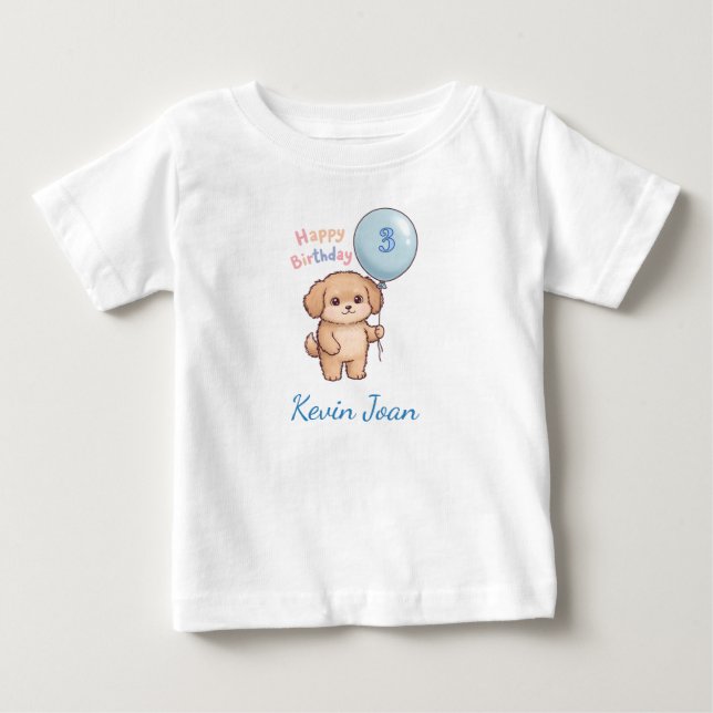 Camiseta Personalized Kids Birthday T-Shirt, Custom Name (Frente)