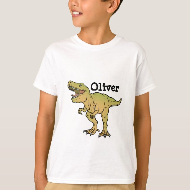 Camiseta Personalized Kids T-REX Dinosaur Birthday (Frente)