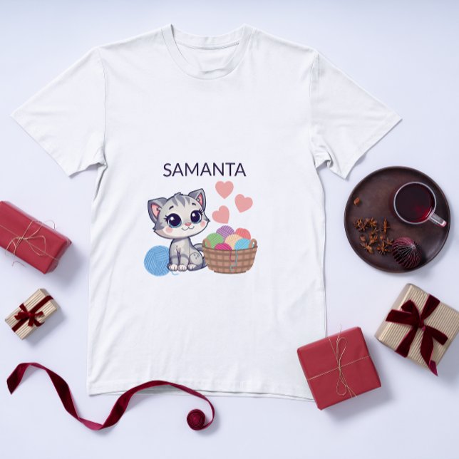Camiseta  Personalized Kitten & Yarn Baby Bodysuit (Criador carregado)