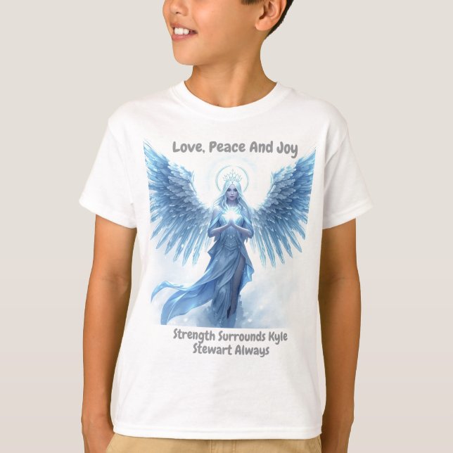 Camiseta Personalized Love, Peace and Joy Winter Halo  (Frente)