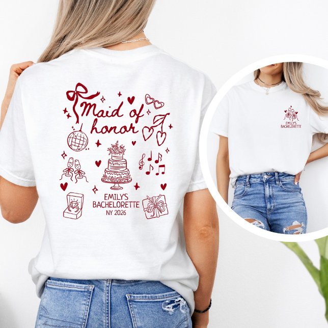 Camiseta Personalized Maid of Honor Champagne Toast (Criador carregado)