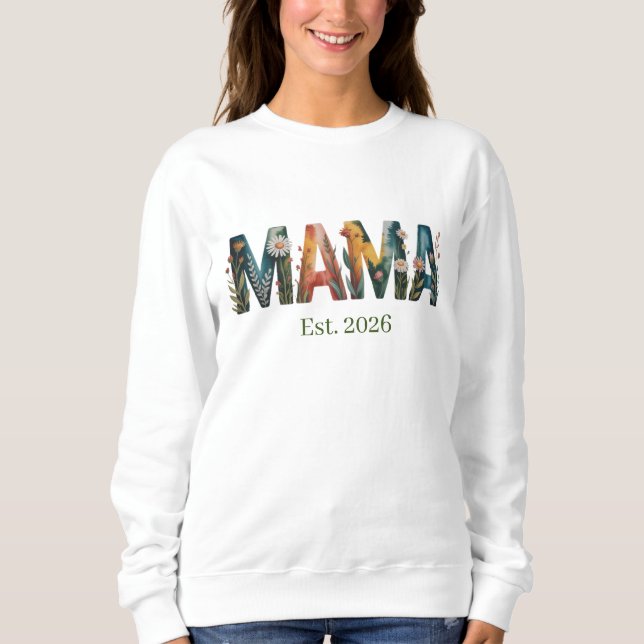 Camiseta Personalized Mama Est Year Floral Mother Gift (Frente)