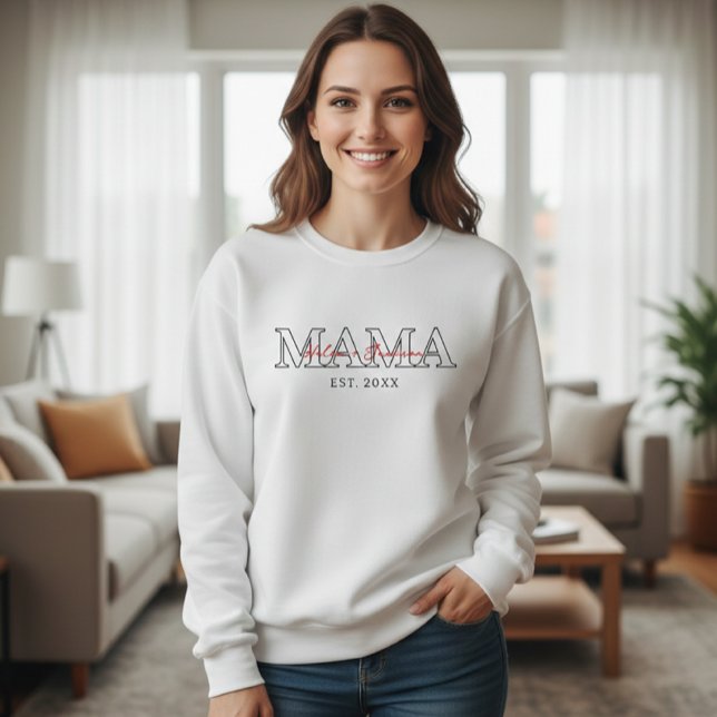 Camiseta Personalized Mama Hoodie with Name and Year (Criador carregado)