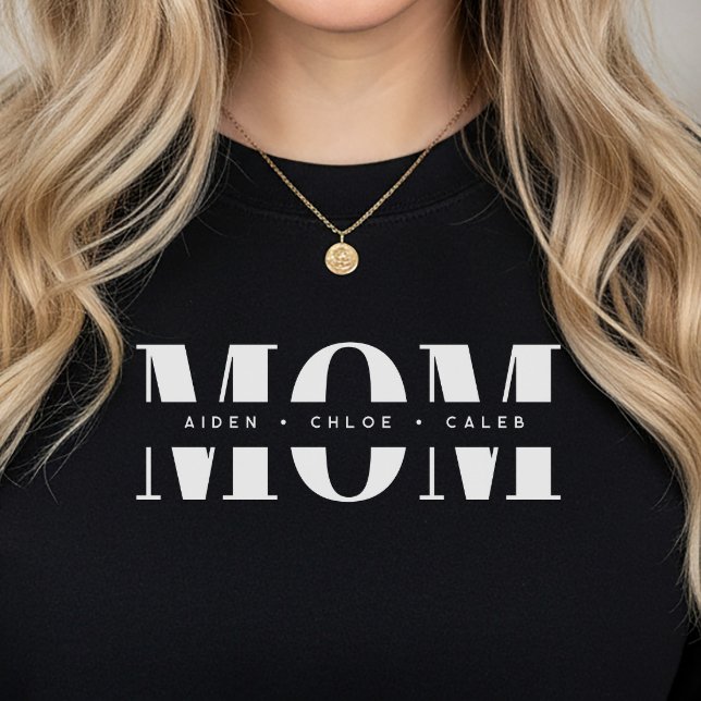 Camiseta Personalized MOM Kids’ Names, Modern Chic Mom Gift (Criador carregado)