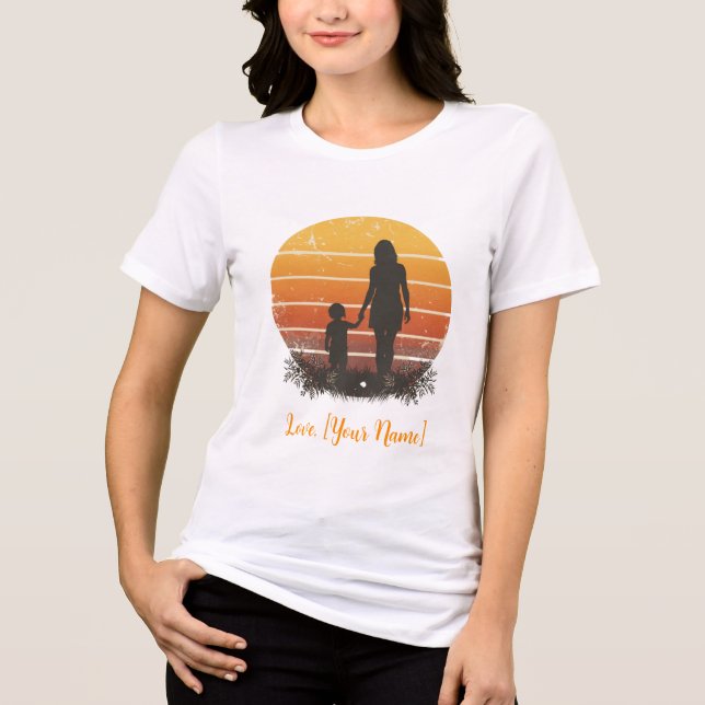 Camiseta Personalized Mother and Child Sunset Silhouette  (Frente)