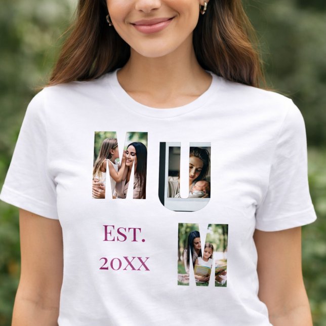 Camiseta Personalized Mum Photo Collage Mother's Day (Criador carregado)