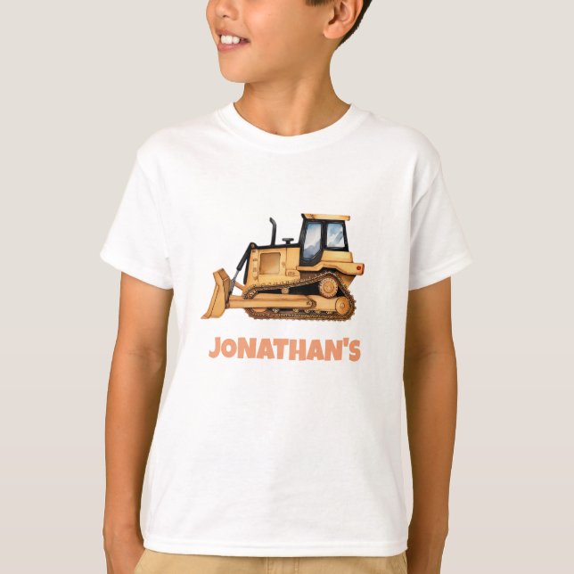Camiseta Personalized Name Construction Vehicle Bulldozer  (Frente)