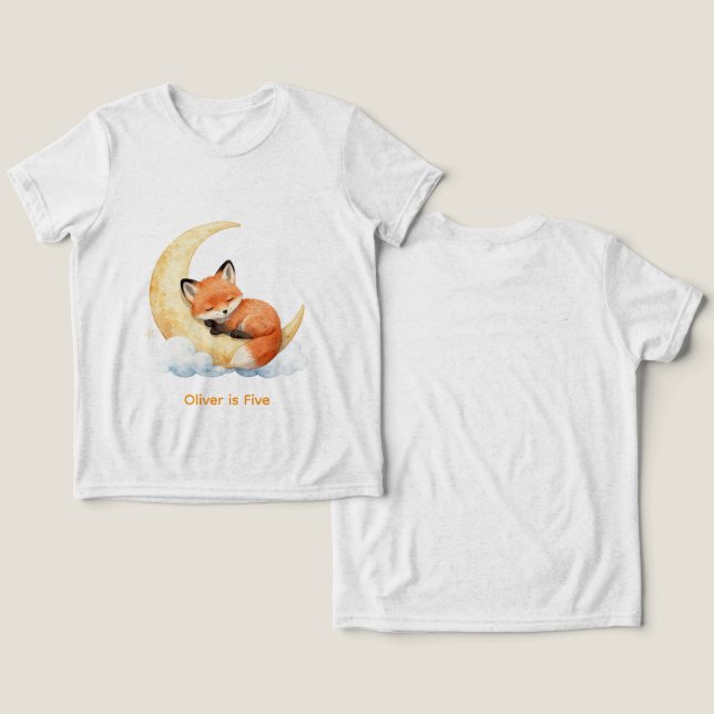Camiseta Personalized Name Cute Baby Fox 1st Birthday Toddl (Design Frente e Verso)