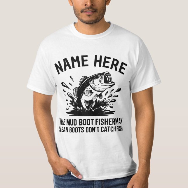 Camiseta Personalized Name Largemouth Bass Fisherman (Frente)