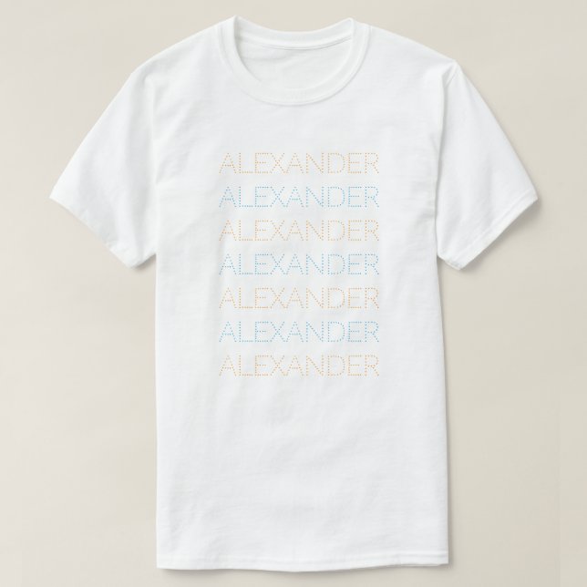 Camiseta Personalized Name Repeated Chic Orange And Blue (Frente do Design)