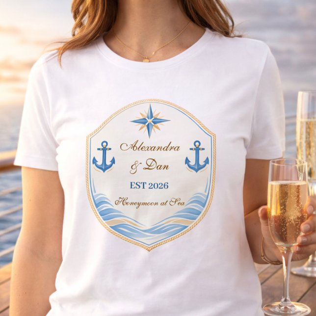 Camiseta Personalized Nautical Honeymoon Crest (Criador carregado)