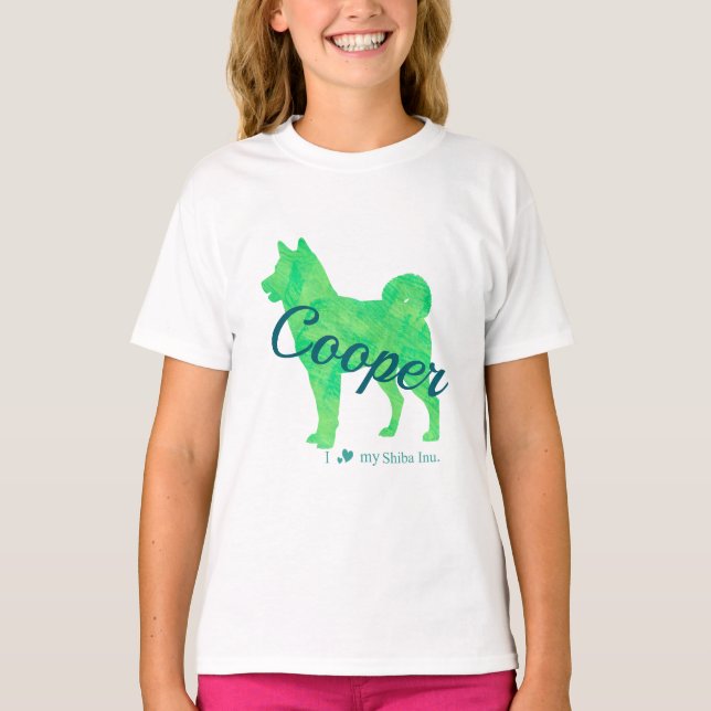 Camiseta Personalized Pastel Green Color Shiba Inu Dog 柴犬 (Frente)