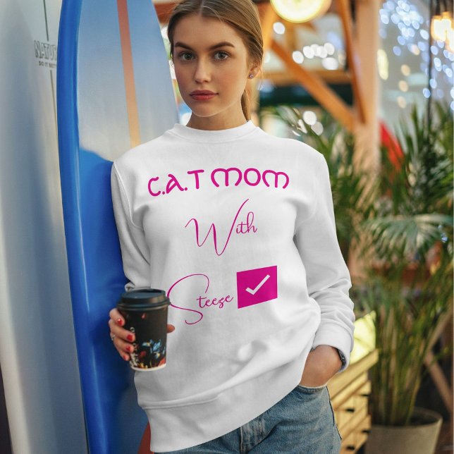Camiseta Personalized Pet Lover Pink Script Funny Cat Mom (Criador carregado)