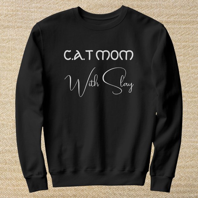 Camiseta Personalized Pet Lover White Script Cat Mom Black (Criador carregado)