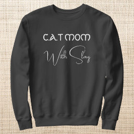 Camiseta Personalized Pet Lover White Script Cat Mom Grey