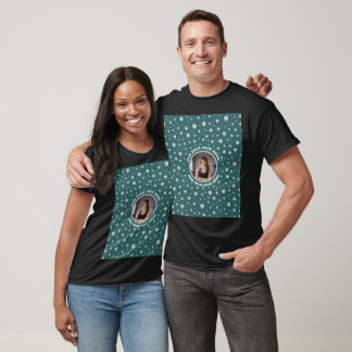 Camiseta Personalized Photo with Pearls Circle on Teal