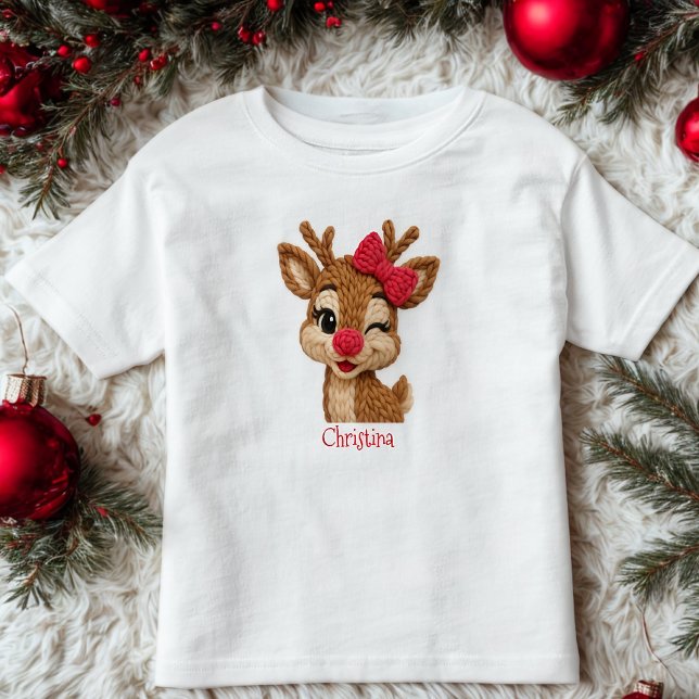 Camiseta Personalized Reindeer Christmas Youth Shirt (Criador carregado)