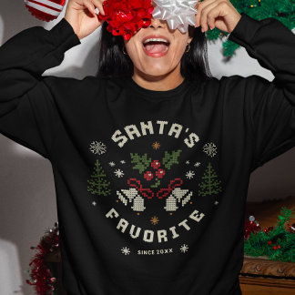 Camiseta Personalized “Santa’s Favorite” Faux Knit