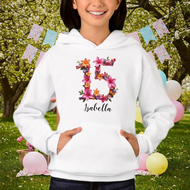 Camiseta Personalized White Hoodie with Floral Print  (Criador carregado)