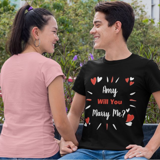 Camiseta Personalized “Will You Marry Me?” Heart Design (Criador carregado)
