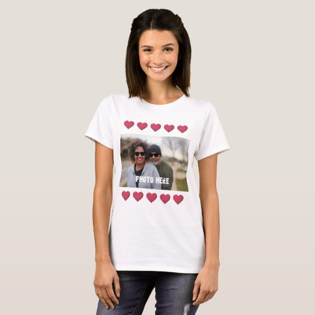 Camiseta Personalizou seus corações FOTOGRÁFICOS (Frente Completa)