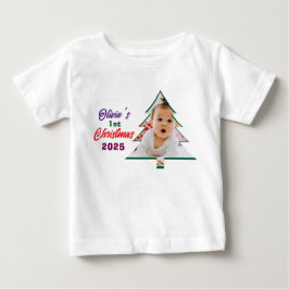 Camiseta Personlized Photo Olivia's 1st Christmas Tree 